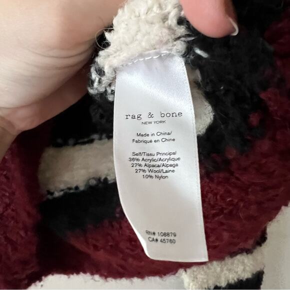 Rag & Bone Robyn Burgundy Striped Pullover Sweater - Picture 5 of 6